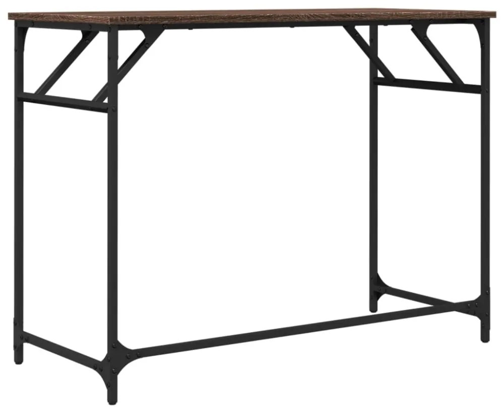 barna tölgy szerelt fa és porszórt acél íróasztal 100x45x76 cm