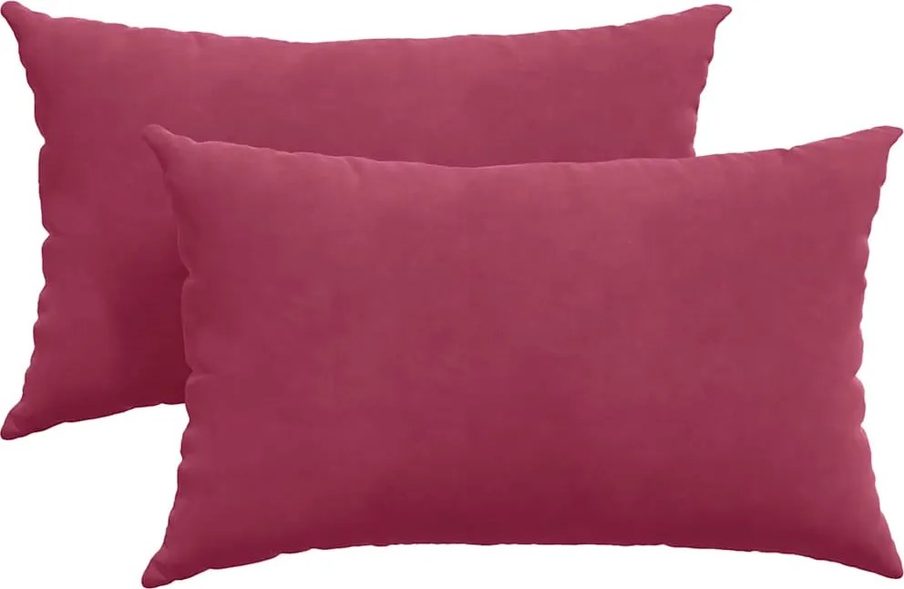 vidaXL Kanapé párnák 2 pcs bordó 50 x 30 cm Bársonyos szövet
