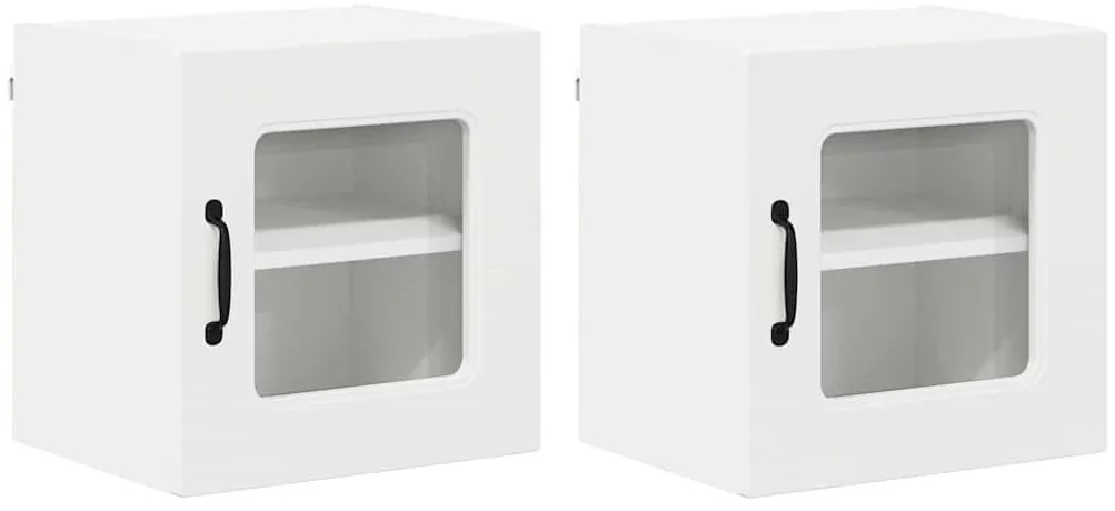 Fali konyhaszekrény ajtóval 2 pcs Fehér 40 x 31 x 40 cm Faanyag