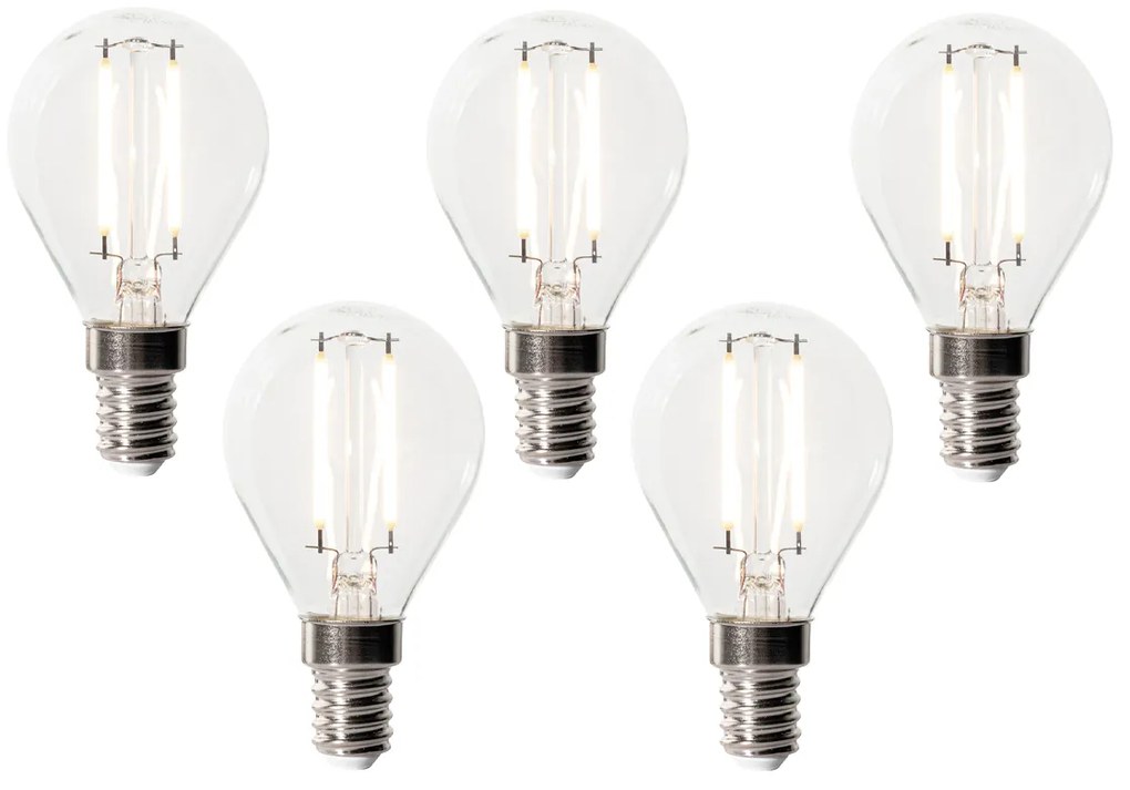 5 darabos E14 dimmelhető LED izzókészlet P45 átlátszó üveg 3W 250 lm 3000K