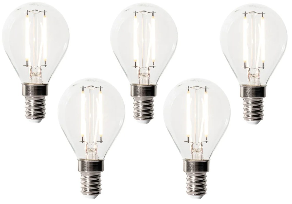 5 darabos E14 dimmelhető LED izzókészlet P45 átlátszó üveg 3W 350 lm 3000K
