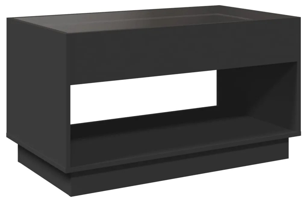 fekete végtelen hatású LED-es dohányzóasztal 90 x 50 x 50 cm