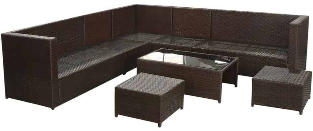 8 részes barna polyrattan kerti ülőgarnitúra párnákkal