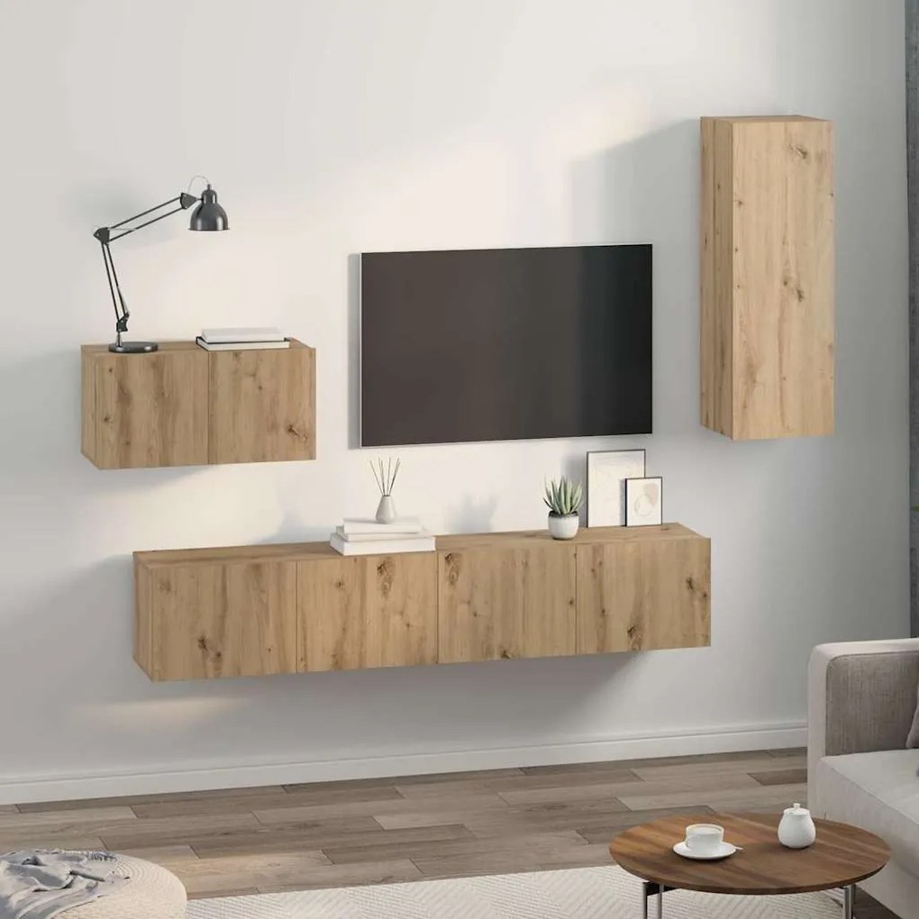 Fali TV Szekrény 4 pcs kézműves tölgy 200 x 30 x 30 cm
