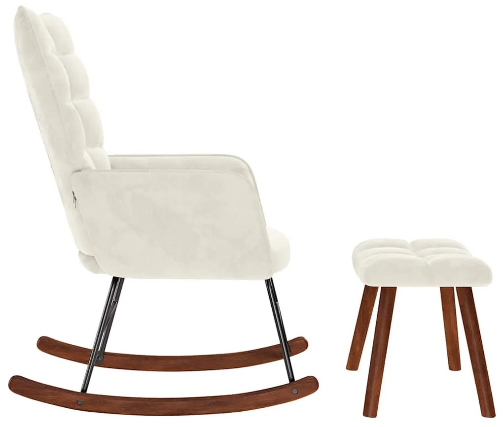 krémszínű bársony hintaszék ülőkével