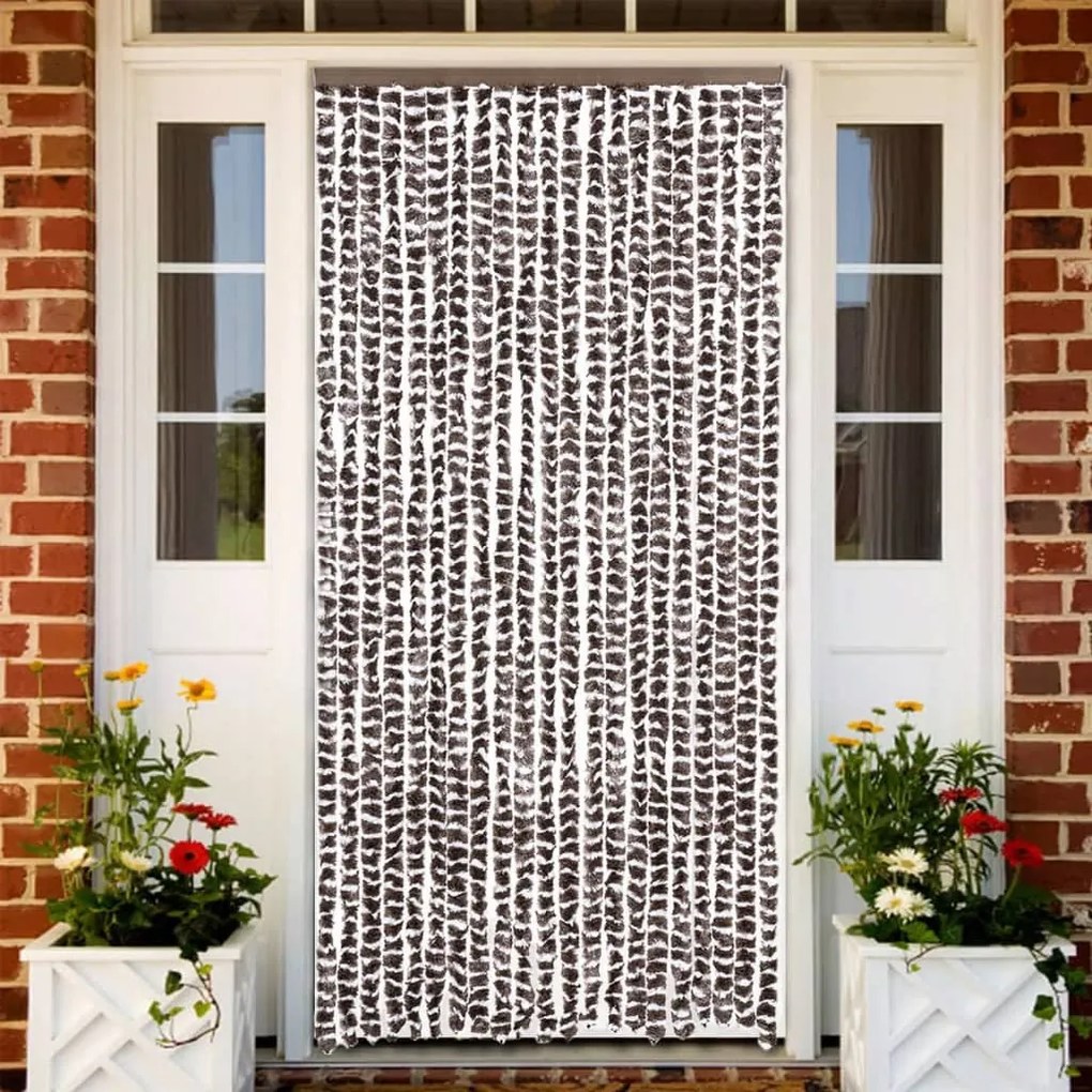 barna és fehér zsenília rovarfüggöny 90 x 200 cm