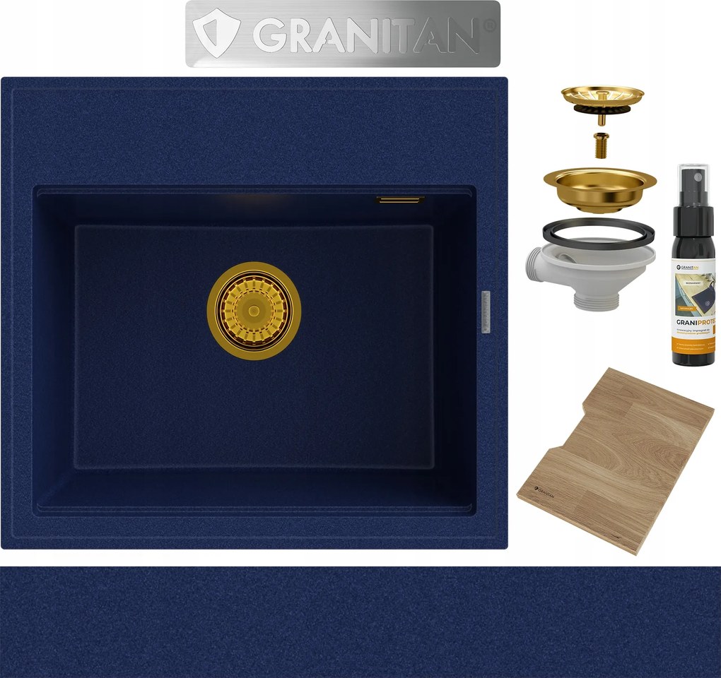 Gránit Mosogató Kék Mosogató Arany Foxal