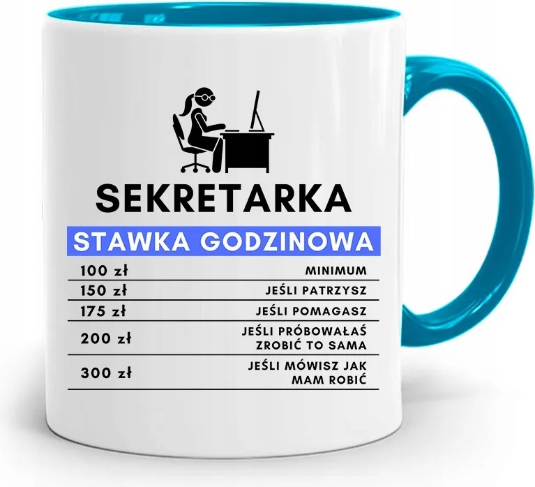 Kék Bögre Ajándék Titkárnőnek Tét nyomott mintával