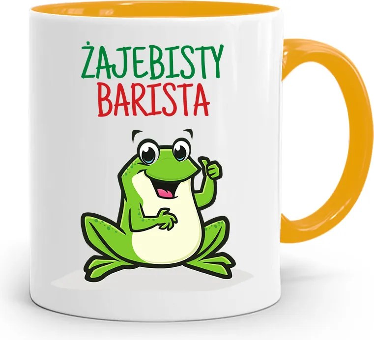 Barista Kávézó Bögre Sárga Ajándék fényképes nyomtatással