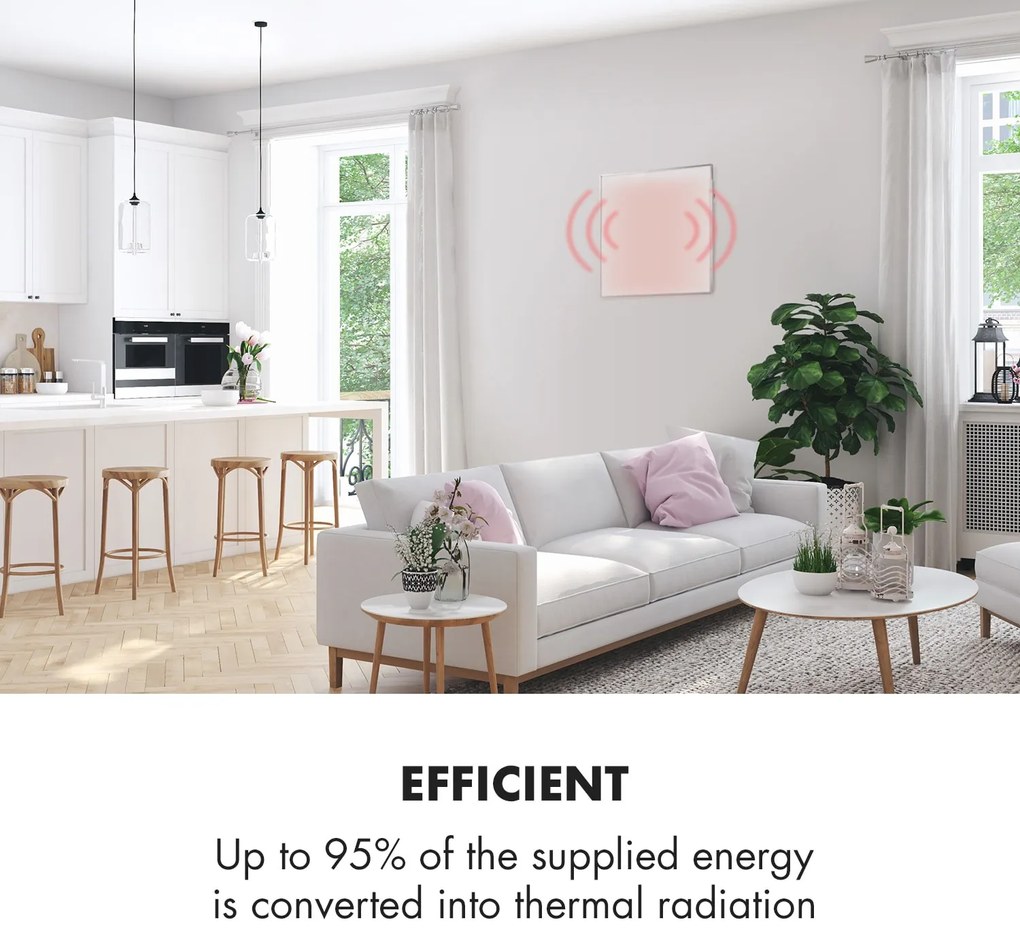 Klarstein Wonderwall 36, Infravörös hősugárzó, 60 x 60 cm, 360 W, heti időzítő, IP24