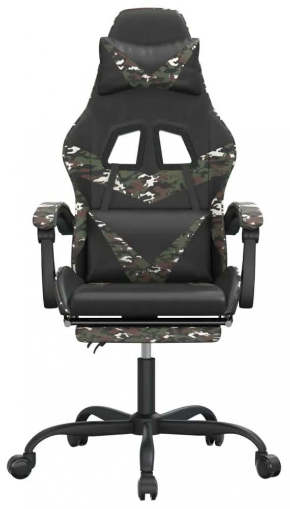 vidaXL fekete és terepszínű műbőr forgó játékszék lábtartóval