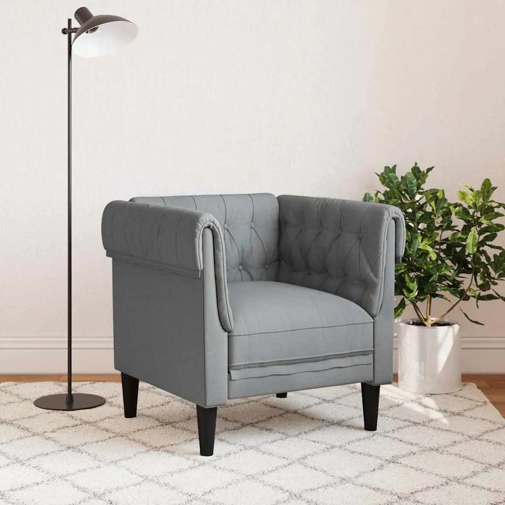 Chesterfield Kanapé Szék Világosszürke 78.5 x 74.5 x 74.5 cm