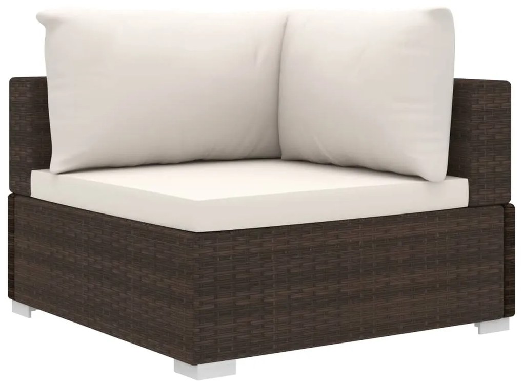 11 részes barna polyrattan kerti bútorszett párnákkal