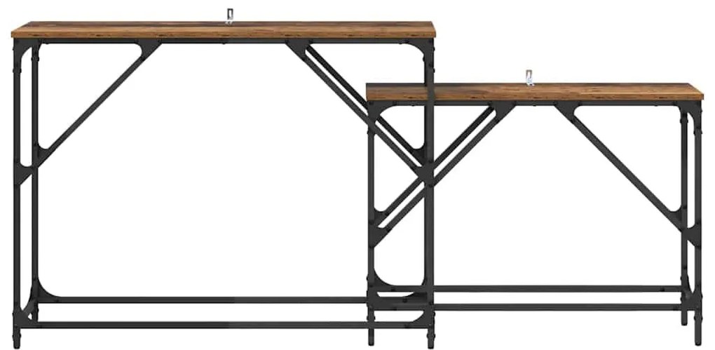 vidaXL Konzolasztal 2 pcs Öreg fa 100 x 28 x 75 cm Faanyag