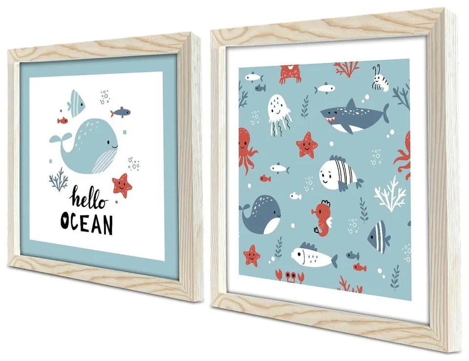 Gyerek kép készlet 2 db-os 33x33 cm Hello Ocean – Wallity