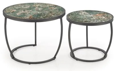 2 db AURORO dohányzóasztal szett zöld/antracit