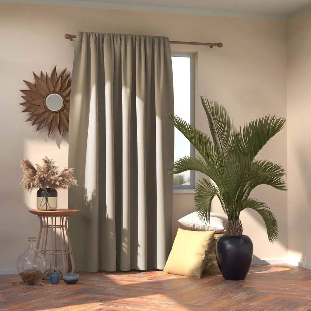 Szürkésbarna sötétítő termo függöny 140x270 cm Pleat – Restilo