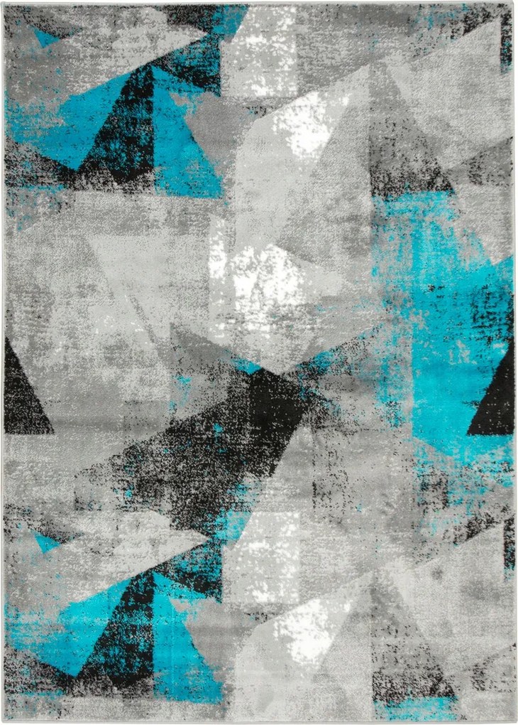 Háromszög Alakú Szőnyeg Türkiz Krém Szürke Vakolat Beton Victoria 180x270 cm