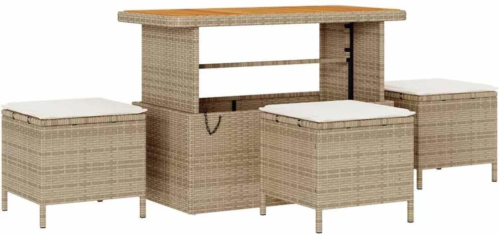 vidaXL Kert étkező szett Bézs polirattan