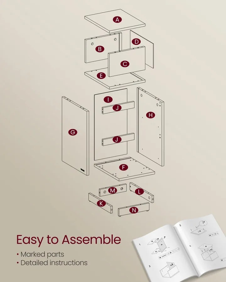 Vékony éjjeliszekrény 2 db-os szett, 2 fiókos, nyitott rekesszel, bézs és fehér színben