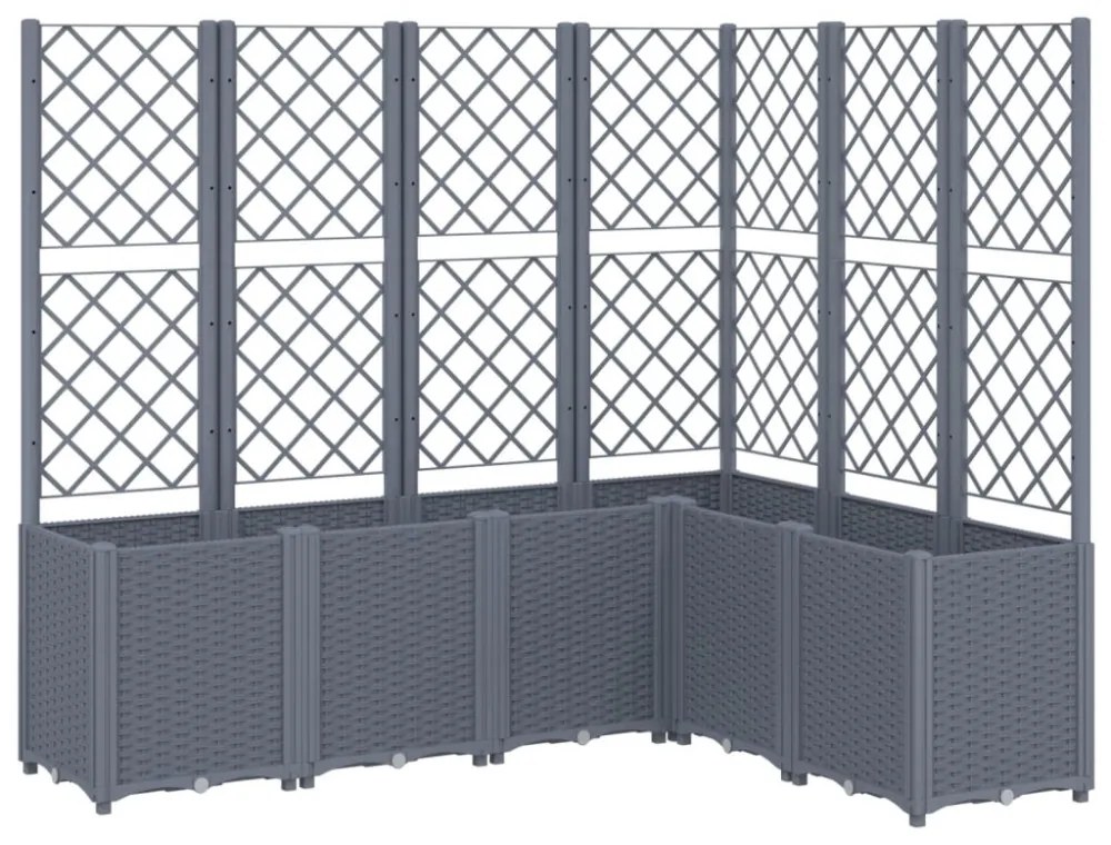 kékszürke polipropilén rácsos kerti ültetőláda 160 x 120 x 140 cm