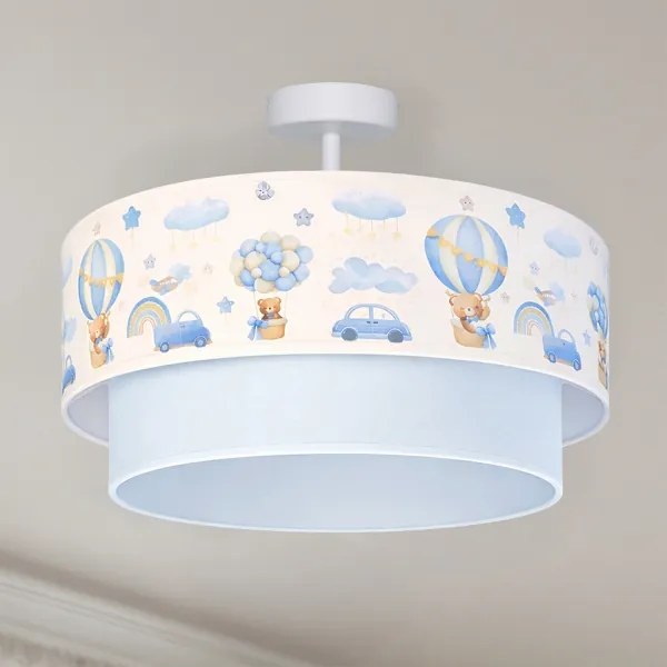 Brilagi-LED Gyermek plafonlámpa BOBO 1xE27/60W/230V átm.40cm krém./kék/maci.