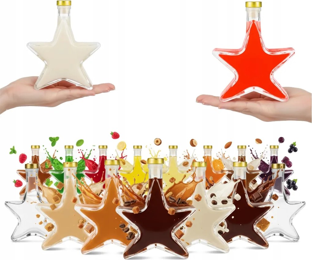 20x Palackok Csillag 200ml Karácsonyi Tinktúra Palack likőr gyümölcslé Ajándék