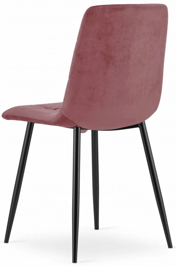 Rózsaszín bársony szék KARA fekete lábakkal