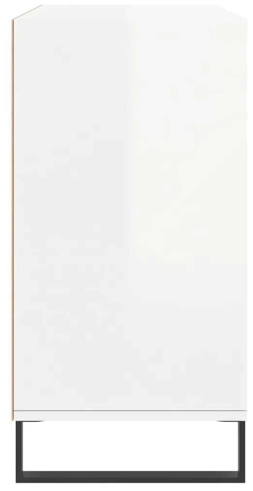 magasfényű fehér szerelt fa tálalószekrény 103,5 x 35 x 70 cm