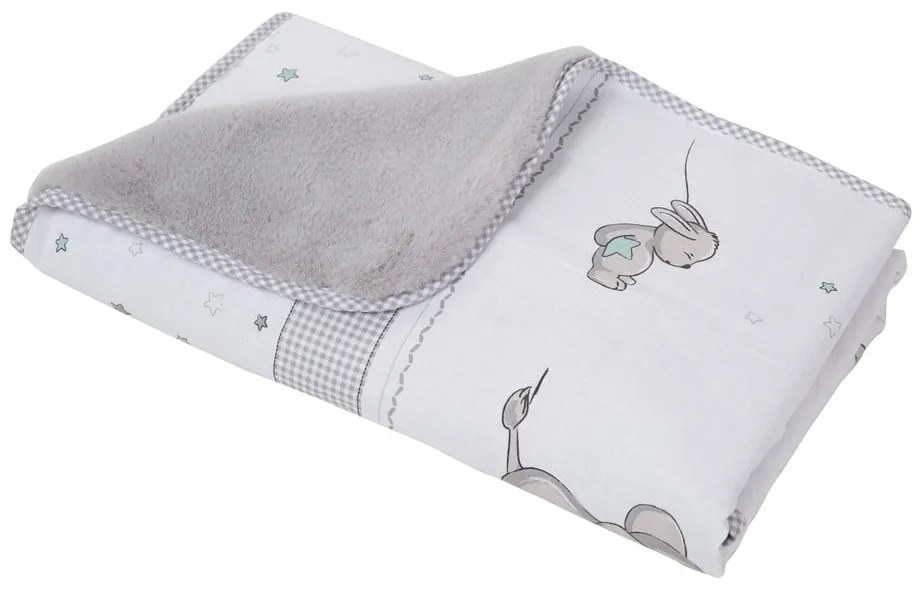 Fehér-szürke mikroplüss gyerek takaró 80x80 cm Sternenzauber – Roba