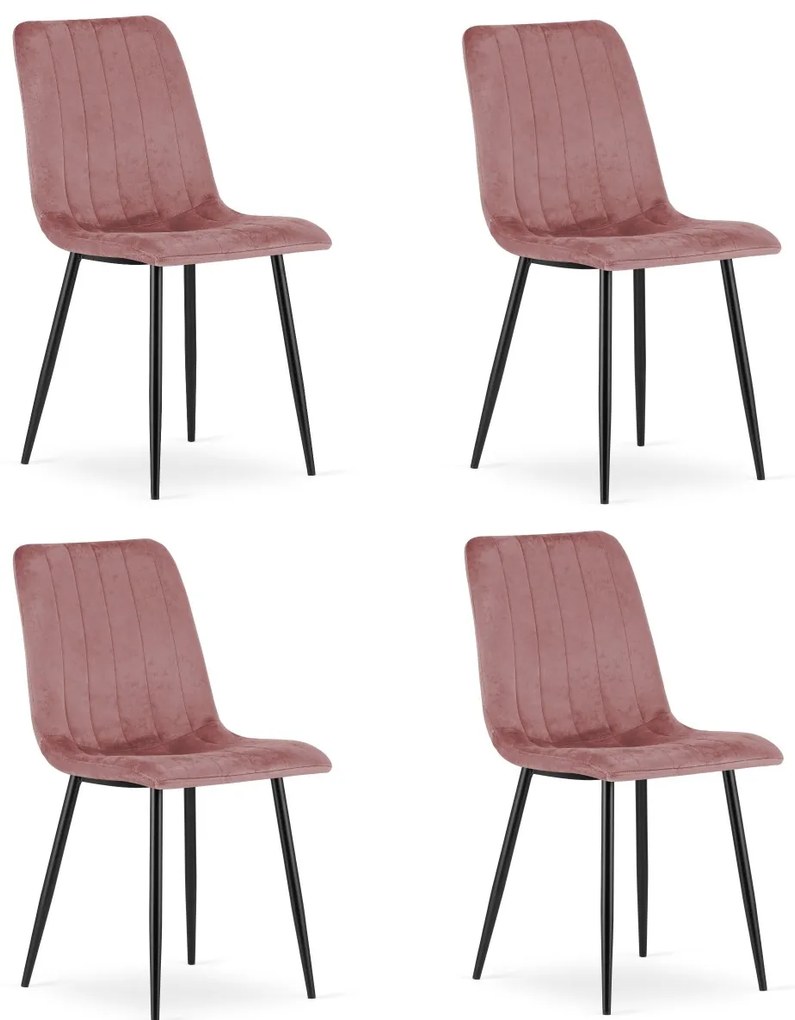 Rózsaszín bársonyszék LAVA fekete lábakkal