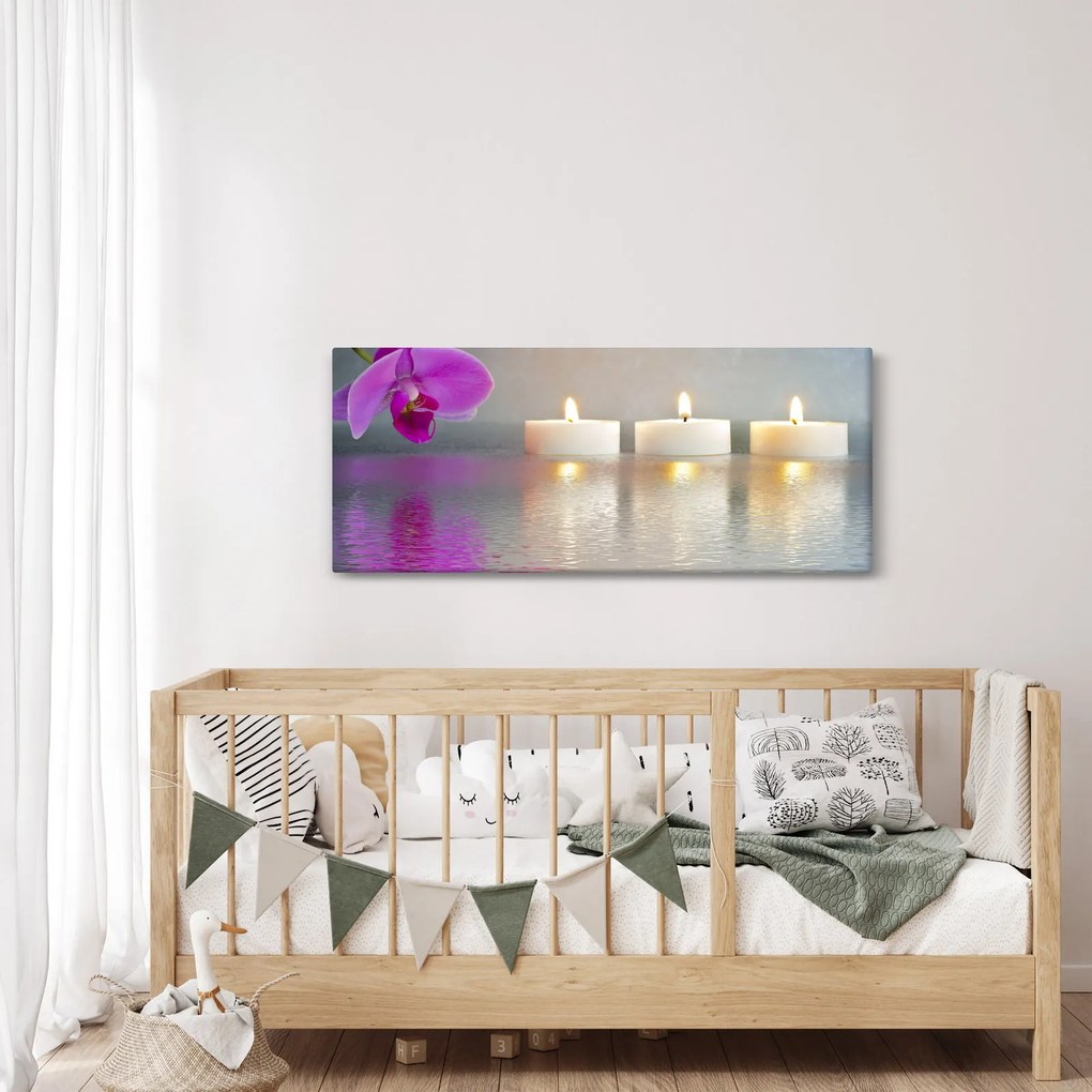 Gyertyák a vízen képe (120x50 cm)