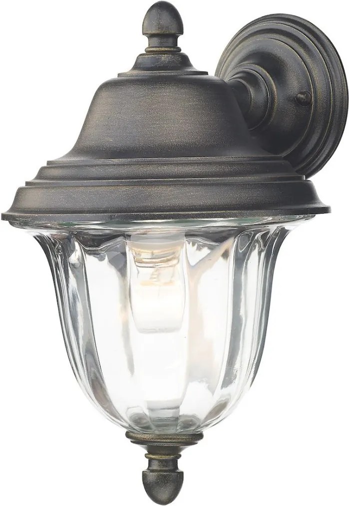 DAR LIGHTING ALD1635 ALDGATE Klasszikus Kültéri Fali Lámpa Fekete Arany, Átlátszó E27 IP44