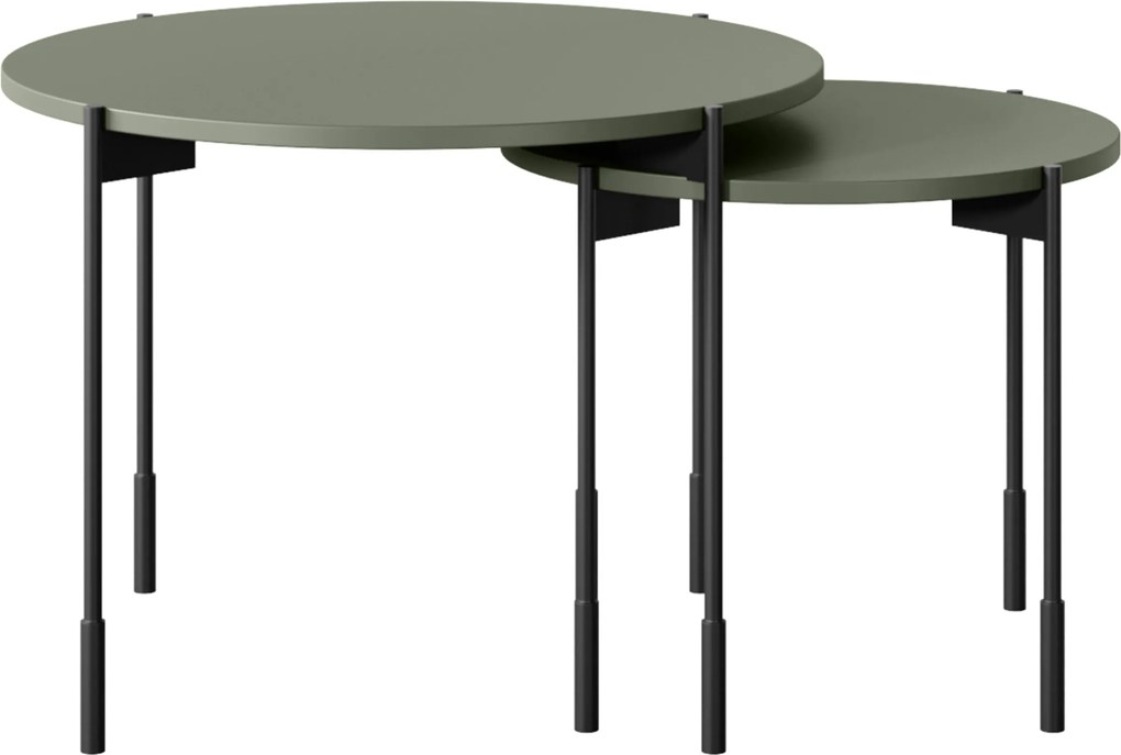 Sonatia dohányzóasztal 45 cm kerek fém lábakkal - olíva