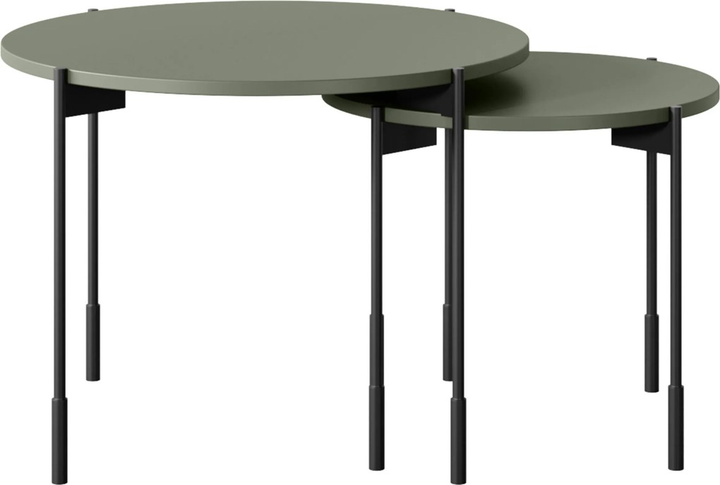 Sonatia kerek fémlábas dohányzóasztal 45 cm - olívazöld