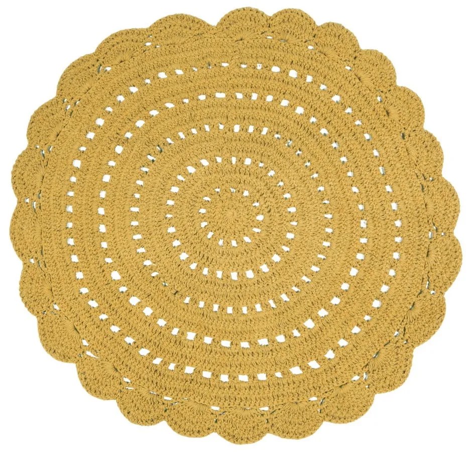 Alma sárga kézzel szőtt pamut szőnyeg, ⌀ 120 cm - Nattiot