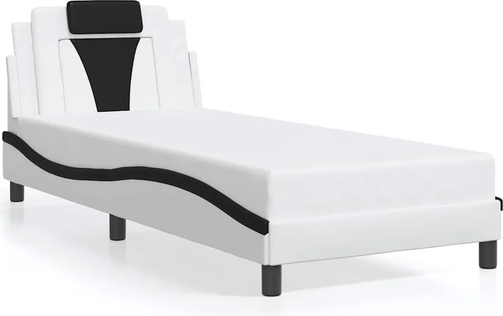 vidaXL fehér és fekete műbőr ágykeret Viana matrac nélkül 90 x 200 cm
