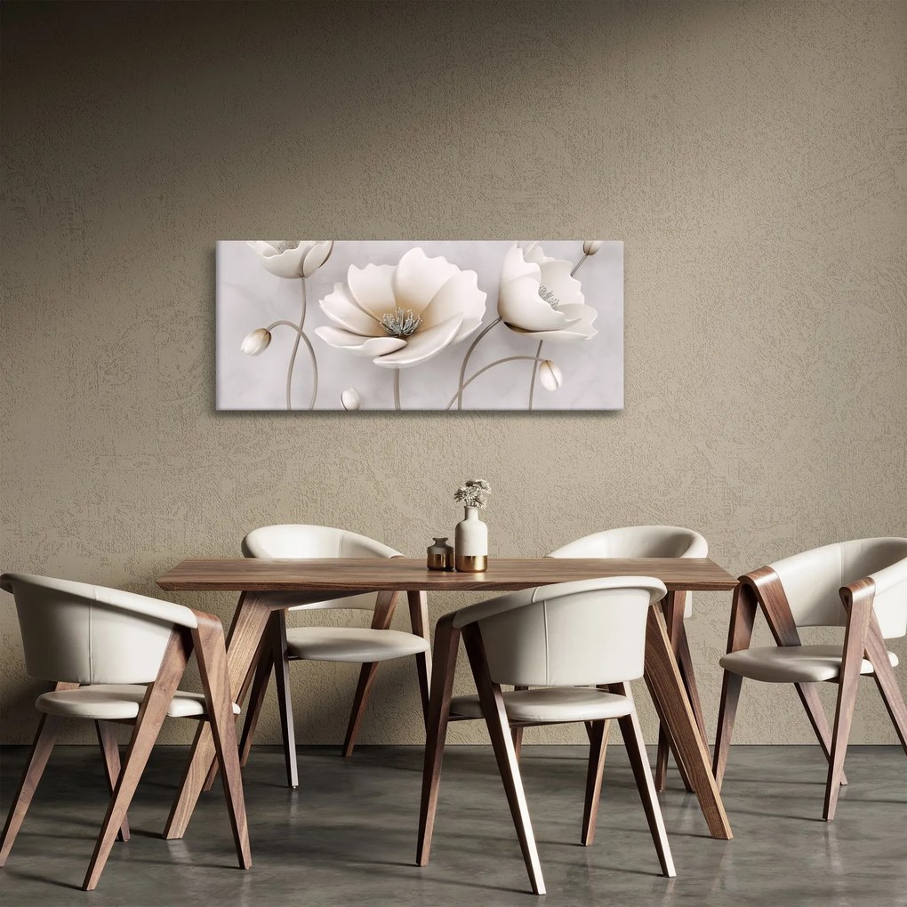Fehér virágok képe (120x50 cm)