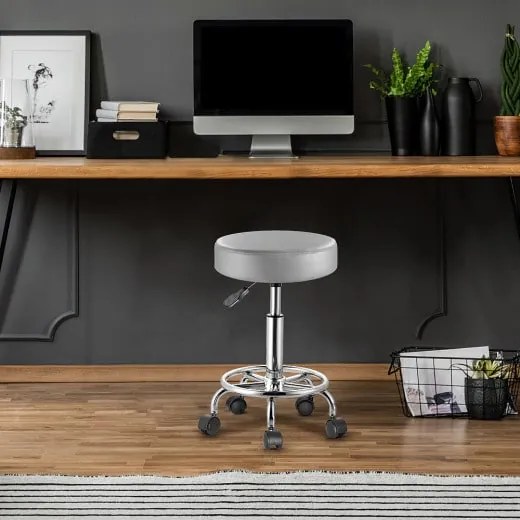 Casaria® Gurulós puff 50x51-65 cm - szürke
