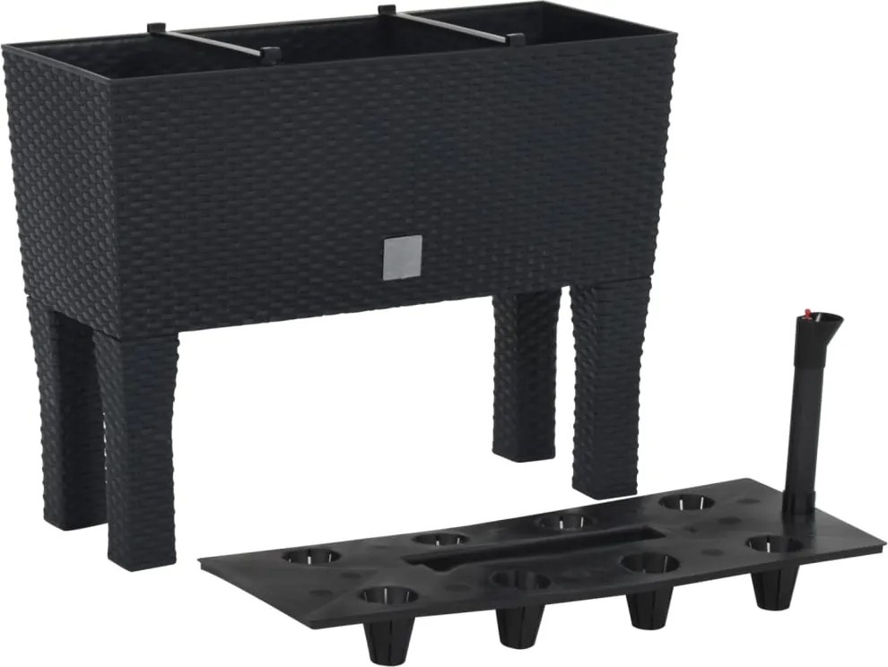 vidaXL antracitszürke polipropilén rattan kerti magaságyás 60x25x46 cm