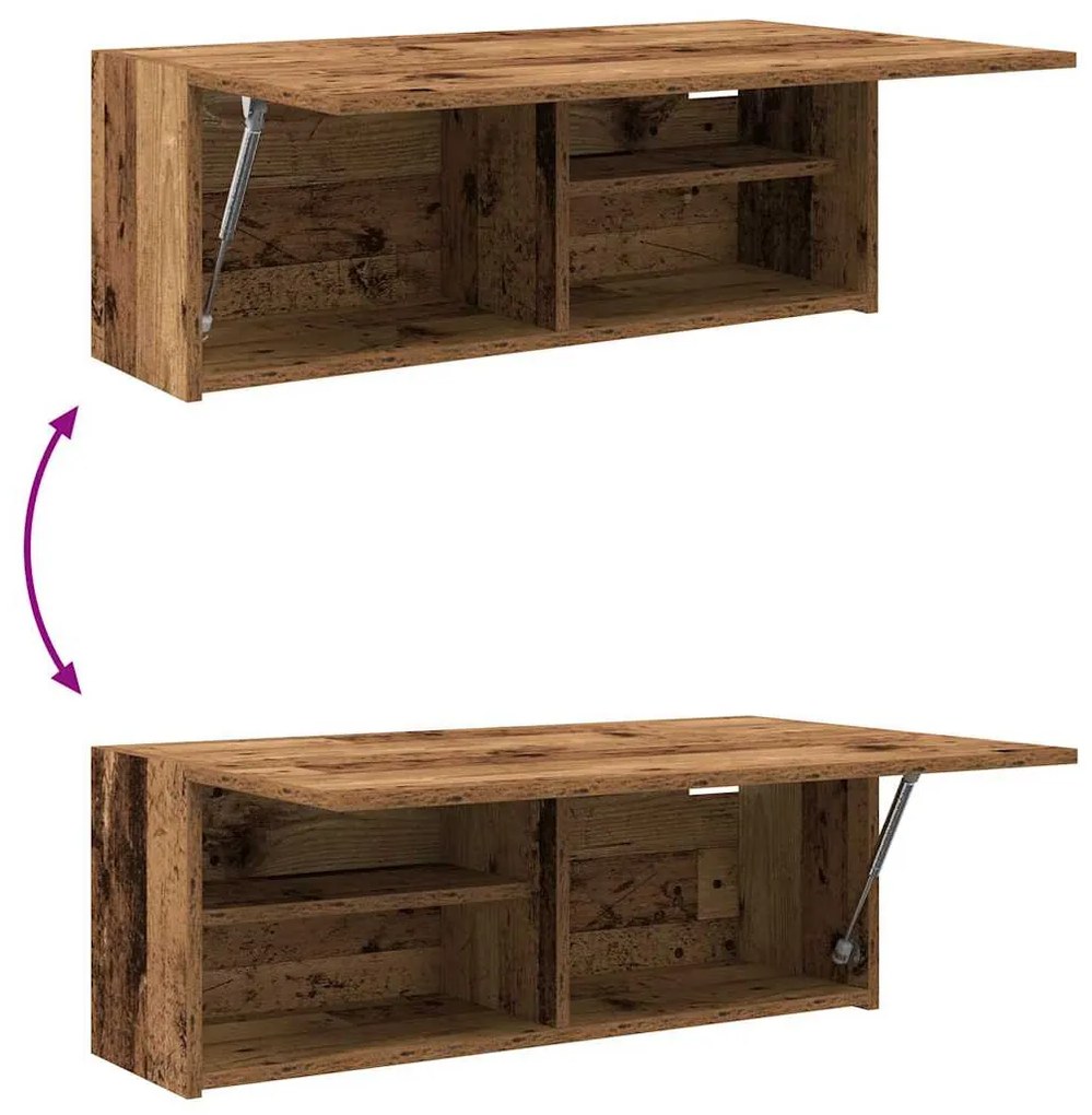antik fa színű szerelt fa fali fürdőszobaszekrény 80x25x30 cm