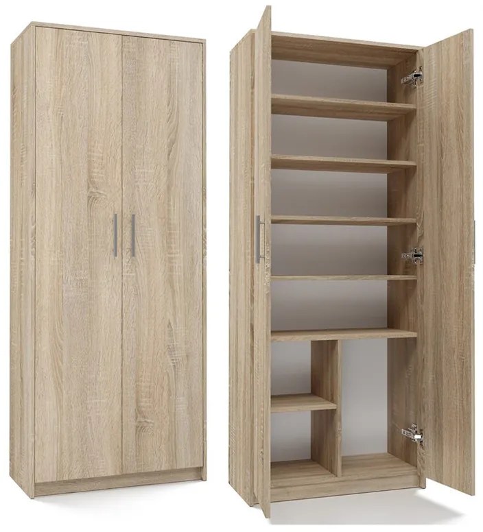 Aldabra Oliv 2D könyvespolc, irodaiszekrény, 74x180x35 cm, sonoma