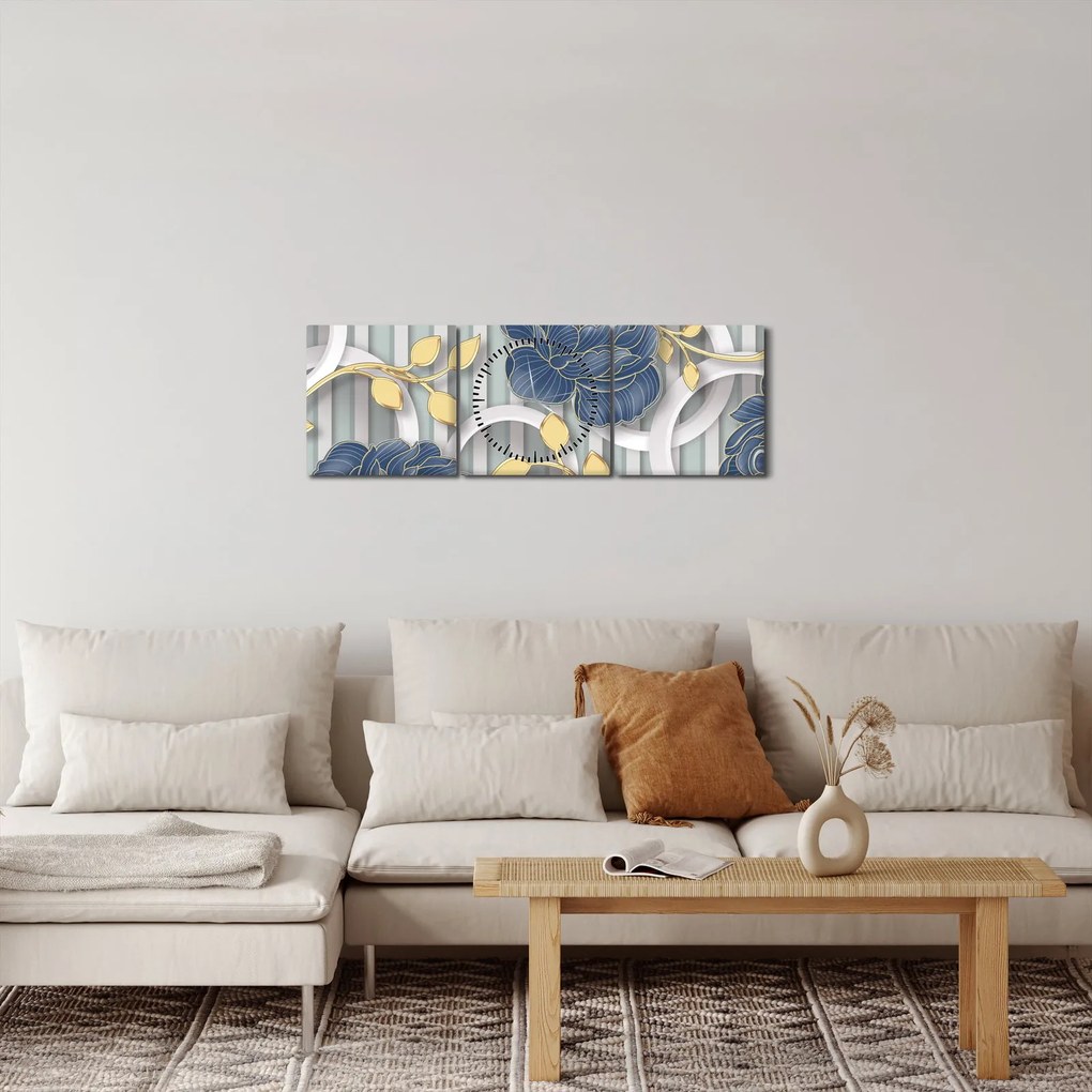Kép - Rózsák és körök (órával) (90x30 cm)