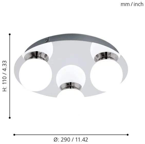 Eglo 94629 - LED Fürdőszobai lámpa MOSIANO 3xLED/3,3W/230V IP44