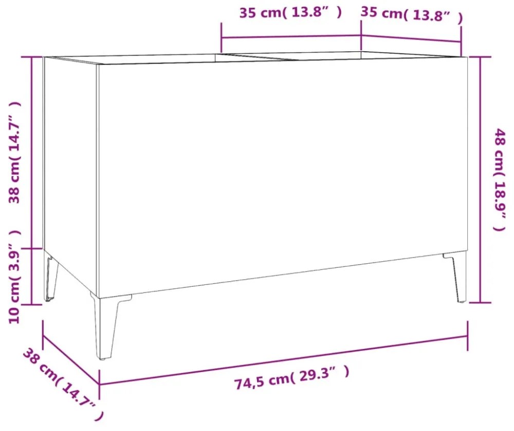 betonszürke szerelt fa hanglemezszekrény 74,5x38x48 cm