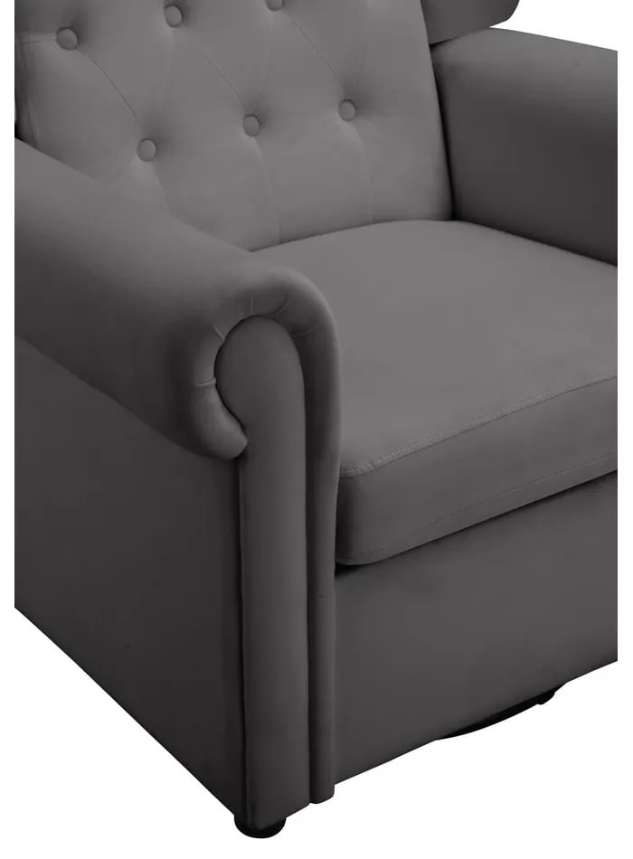 Szürke bársony chesterfield-hinta fotel Lillyse – Støraa