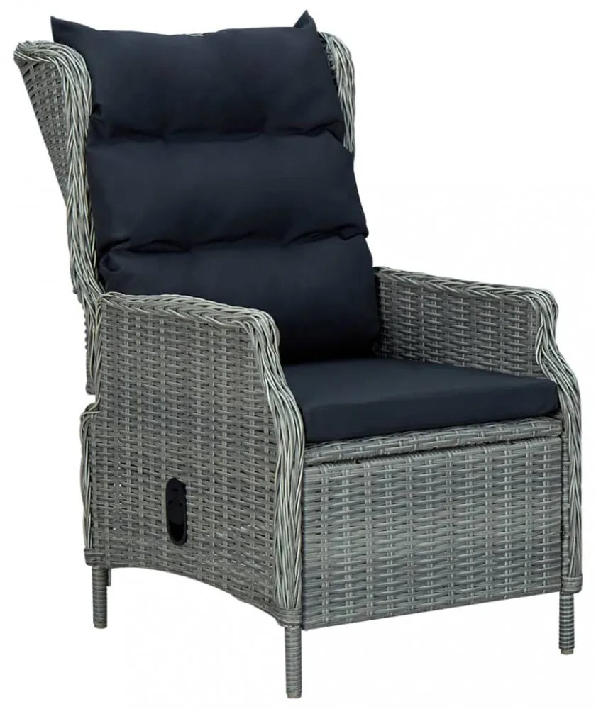 9 részes világosszürke polyrattan kültéri étkezőszett párnákkal