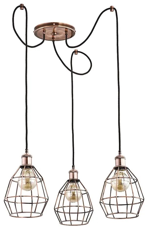 Csillár zsinóron FIREFOX 3xE27/15W/230V pók bronz