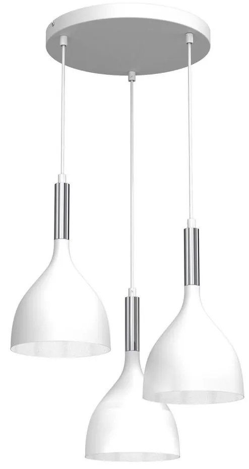 Csillár zsinóron NOAK 3xE27/15W/230V fehér/króm