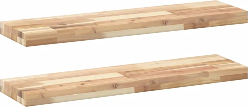 vidaXL 2 db kezeletlen tömör akácfa függőpolc 80 x 20 x 4 cm